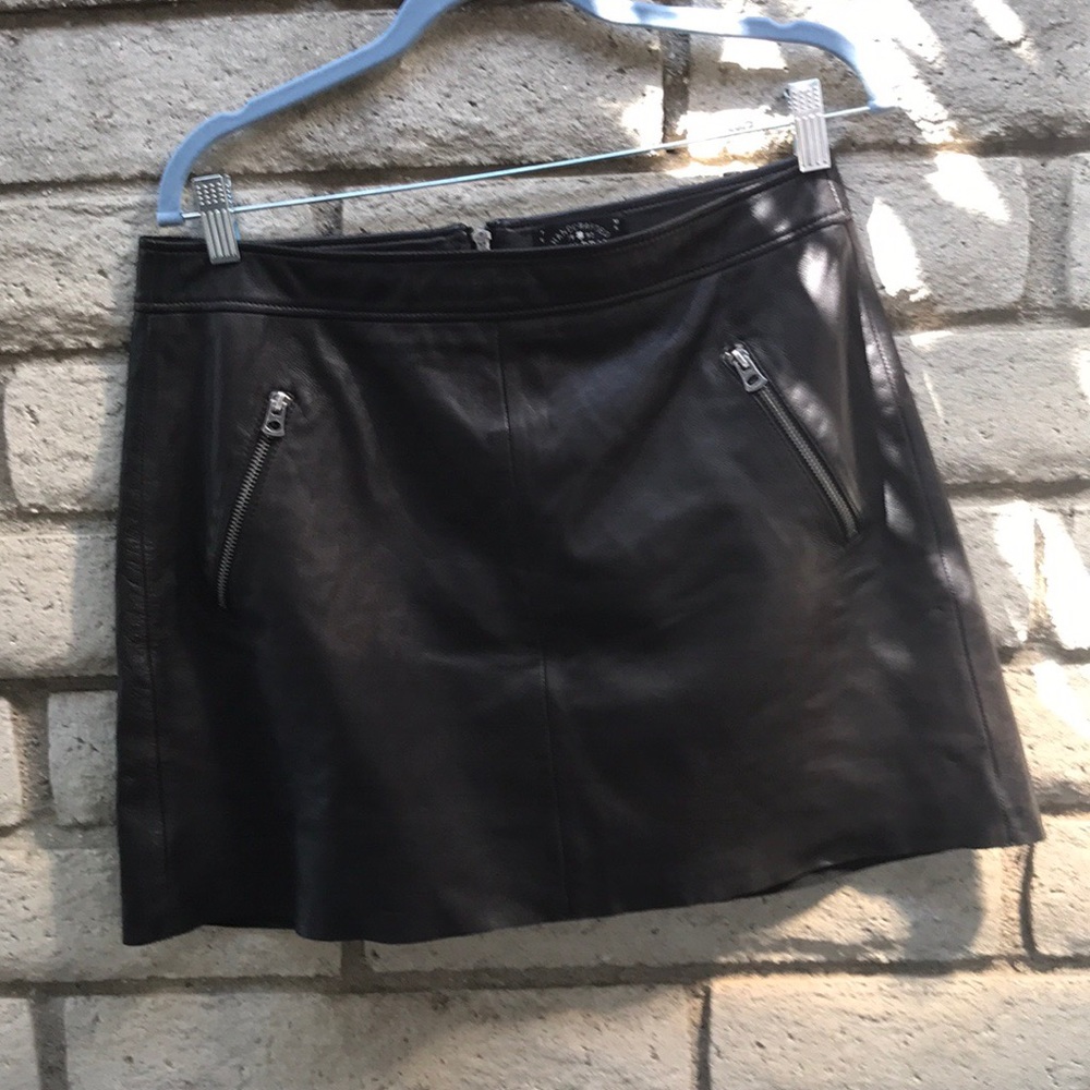 Lucky Brand Black Leather Mini. Skirt